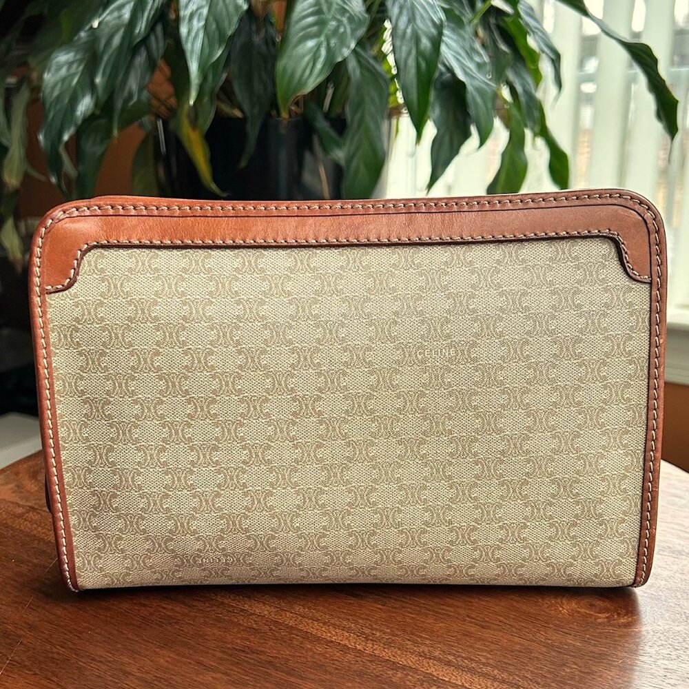 CELINE MACADAM Clutch Vintage Tan Taupe👝 - Picture 4 of 10